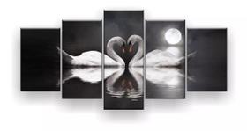 Quadro Decorativo Cisnes Apaixonados 129x61 Sala Quarto Quadro Decorativo Cisnes Apaixonados 129x61 Sala Quarto