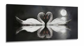 Quadro Decorativo Cisnes Apaixonados 130x60 Sala Quarto em Tecido Canvas Quadro Decorativo Cisnes Apaixonados 130x60 Sala Quarto em Tecido Canvas