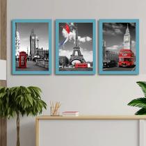 Quadro Decorativo City Paris London + Vidro 33x25 3pç Quarto Quadro Decorativo City Paris London + Vidro 33x25 3pç Quarto