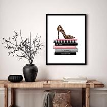 Quadro Decorativo Closet Sapato Livros - 70x50cm