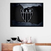 Quadro Decorativo Clube Atlético Mg Fundo Aramado 34X23Cm Moldura Branca