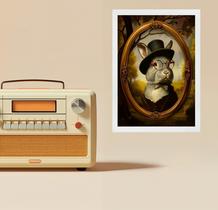 Quadro Decorativo Coelho - Retrato Antigo 24X18Cm - Vidro