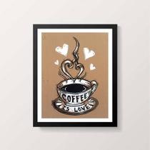 Quadro Decorativo Coffee is Love 33x24cm - com vidro Quadro Decorativo Coffee is Love 33x24cm - com vidro