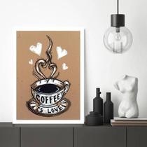 Quadro Decorativo Coffee Is Love Com Vidro 24X18Cm
