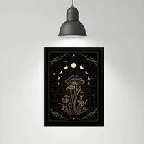 Quadro Decorativo Cogumelos Fases Da Lua 24x18cm - com vidro