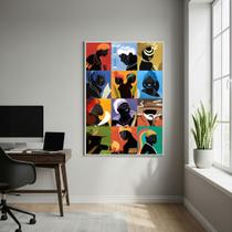 Quadro Decorativo Colagem Artística de Orixás - 70x50cm Cor:Moldura Preta