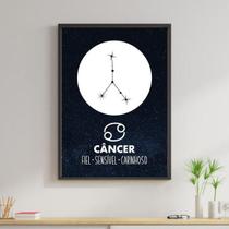 Quadro Decorativo Coleção Signo Cancer Moldura Preta 24X18Cm