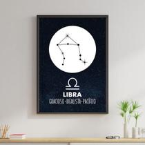 Quadro Decorativo Coleção Signos Libra Moldura Preta 24X18Cm