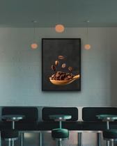 Quadro Decorativo Colher Grãos de Café - 70x50cm