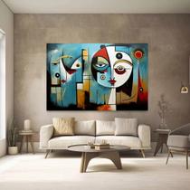 Quadro Decorativo Colorido Pintura Formas Rosto Tecido Canvas Quadro Decorativo Colorido Pintura Formas Rosto Tecido Canvas