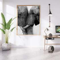 Quadro Decorativo com Madeira 50x70 Elefantes - Londrinorte Molduras Quadro Decorativo com Madeira 50x70 Elefantes - Londrinorte Molduras