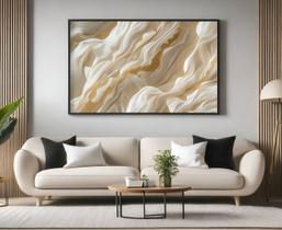 Quadro Decorativo com Moldura Abstrato Bege e Dourado para Sala de Estar, Quarto e Escritório, Hall Horizontal Quadro Decorativo com Moldura Abstrato Bege e Dourado para Sala de Estar, Quarto e Escritório, Hall Horizontal
