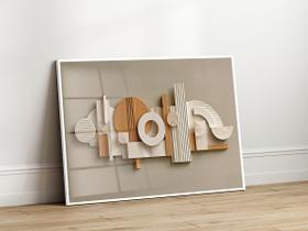 Quadro Decorativo com Moldura Acrilico Cristal Luxo Vidro Abstrato 3D Geometrico para Sala de Estar, Quarto e Escritório, Hall Horizontal