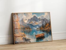 Quadro Decorativo com Moldura Acrilico Cristal Luxo Vidro Abstrato Paisagem Barco para Sala de Estar, Quarto e Escritório, Hall Horizontal Quadro Decorativo com Moldura Acrilico Cristal Luxo Vidro Abstrato Paisagem Barco para Sala de Estar, Quarto e Escritório, Hall Horizontal