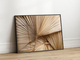 Quadro Decorativo com Moldura Acrilico Cristal Luxo Vidro Abstrato Palha para Sala de Estar, Quarto e Escritório, Hall Horizontal