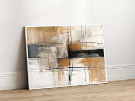 Quadro Decorativo com Moldura Acrilico Cristal Luxo Vidro Abstrato Rustico para Sala de Estar, Quarto e Escritório, Hall Horizontal