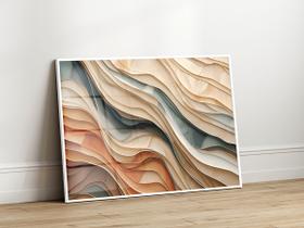 Quadro Decorativo com Moldura Acrilico Cristal Luxo Vidro Abstrato Tons Moderno para Sala de Estar, Quarto e Escritório, Hall Horizontal