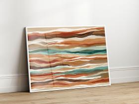 Quadro Decorativo com Moldura Acrilico Cristal Luxo Vidro Aquarela Tons Terrosos para Sala de Estar, Quarto e Escritório, Hall Horizontal Quadro Decorativo com Moldura Acrilico Cristal Luxo Vidro Aquarela Tons Terrosos para Sala de Estar, Quarto e Escritório, Hall Horizontal