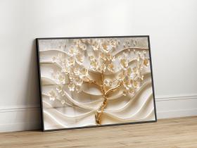 Quadro Decorativo com Moldura Acrilico Cristal Luxo Vidro Arvore 3D Areia Flores para Sala de Estar, Quarto e Escritório, Hall Horizontal Quadro Decorativo com Moldura Acrilico Cristal Luxo Vidro Arvore 3D Areia Flores para Sala de Estar, Quarto e Escritório, Hall Horizontal