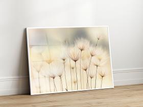 Quadro Decorativo com Moldura Acrilico Cristal Luxo Vidro Floral Minimalista Tons Claros para Sala de Estar, Quarto e Escritório, Hall Horizontal Quadro Decorativo com Moldura Acrilico Cristal Luxo Vidro Floral Minimalista Tons Claros para Sala de Estar, Quarto e Escritório, Hall Horizontal