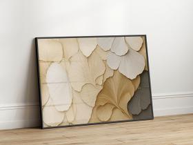 Quadro Decorativo com Moldura Acrilico Cristal Luxo Vidro Folhagem Bege para Sala de Estar, Quarto e Escritório, Hall Horizontal Quadro Decorativo com Moldura Acrilico Cristal Luxo Vidro Folhagem Bege para Sala de Estar, Quarto e Escritório, Hall Horizontal