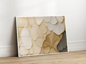 Quadro Decorativo com Moldura Acrilico Cristal Luxo Vidro Folhagem Bege para Sala de Estar, Quarto e Escritório, Hall Horizontal Quadro Decorativo com Moldura Acrilico Cristal Luxo Vidro Folhagem Bege para Sala de Estar, Quarto e Escritório, Hall Horizontal