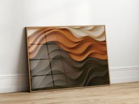 Quadro Decorativo com Moldura Acrilico Cristal Luxo Vidro Marrom Bege Abstrato para Sala de Estar, Quarto e Escritório, Hall Horizontal Quadro Decorativo com Moldura Acrilico Cristal Luxo Vidro Marrom Bege Abstrato para Sala de Estar, Quarto e Escritório, Hall Horizontal