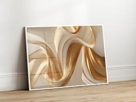 Quadro Decorativo com Moldura Acrilico Cristal Luxo Vidro Ondas Douradas Luxo para Sala de Estar, Quarto e Escritório, Hall Horizontal Quadro Decorativo com Moldura Acrilico Cristal Luxo Vidro Ondas Douradas Luxo para Sala de Estar, Quarto e Escritório, Hall Horizontal