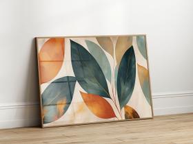 Quadro Decorativo com Moldura Acrilico Cristal Luxo Vidro Verde Laranja Folhagem para Sala de Estar, Quarto e Escritório, Hall Horizontal Quadro Decorativo com Moldura Acrilico Cristal Luxo Vidro Verde Laranja Folhagem para Sala de Estar, Quarto e Escritório, Hall Horizontal