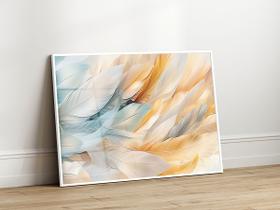 Quadro Decorativo com Moldura Acrilico Cristal Vidro Penas Suave para Sala Quarto e Escritório Horizontal Tamanho:90x60