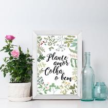 Quadro Decorativo com Moldura Branca Plante amor 33x43cm