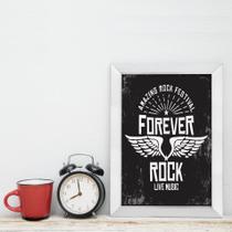 Quadro Decorativo com Moldura Branca Rock Forever 22x32cm