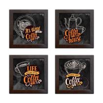 Quadro Decorativo com Moldura Café Coffee K-005 - Kit De 4