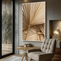 Quadro Decorativo com Moldura Caixa Abstrato Bege Palha para parede Sala, Quarto e Escritório