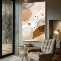 Quadro Decorativo com Moldura Caixa Abstrato Marrom Linhas para parede Sala, Quarto e Escritório
