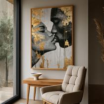 Quadro Decorativo com Moldura Caixa Casal Dourado para parede Sala, Quarto e Escritório Quadro Decorativo com Moldura Caixa Casal Dourado para parede Sala, Quarto e Escritório