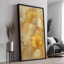 Quadro Decorativo com Moldura Caixa Folhagem Ouro para parede Sala, Quarto e Escritório