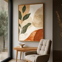 Quadro Decorativo com Moldura Caixa Terracota Folhas para parede Sala, Quarto e Escritório Quadro Decorativo com Moldura Caixa Terracota Folhas para parede Sala, Quarto e Escritório