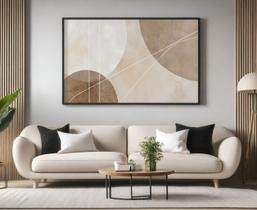 Quadro Decorativo com Moldura Circular Curvas Marrom para Sala de Estar, Quarto e Escritório, Hall Horizontal
