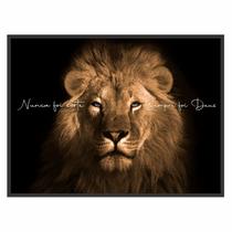 Quadro Decorativo com Moldura de Madeira 90x60 Leão Frase Motivacional Nunca Foi Sorte Sempre Foi Deus Grande para Sala Quarto Escritório