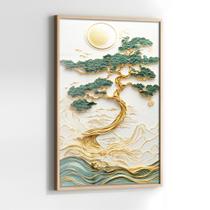 Quadro Decorativo com Moldura e Acrilico Cristal semelhante Vidro Árvore Prosperidade para Sala de estar, Quarto, Hall e Escritório Quadro Decorativo com Moldura e Acrilico Cristal semelhante Vidro Árvore Prosperidade para Sala de estar, Quarto, Hall e Escritório