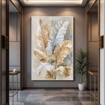 Quadro Decorativo com Moldura e Acrilico Cristal semelhante Vidro Folhas Bananeira para Sala de estar, Quarto, Hall e Escritório Quadro Decorativo com Moldura e Acrilico Cristal semelhante Vidro Folhas Bananeira para Sala de estar, Quarto, Hall e Escritório