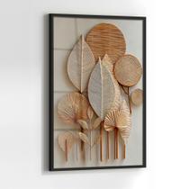 Quadro Decorativo com Moldura e Acrilico Cristal semelhante Vidro Trama Fibra Folhas para Sala de estar, Quarto, Hall e Escritório Quadro Decorativo com Moldura e Acrilico Cristal semelhante Vidro Trama Fibra Folhas para Sala de estar, Quarto, Hall e Escritório