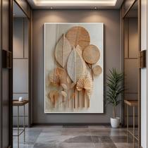 Quadro Decorativo com Moldura e Acrilico Cristal Trama Fibra Folhas para Sala, Quarto e Escritório Quadro Decorativo com Moldura e Acrilico Cristal Trama Fibra Folhas para Sala, Quarto e Escritório