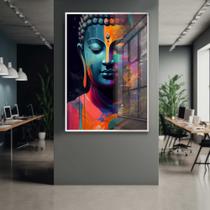 Quadro Decorativo com Moldura e Acrilico Cristal Vidro Buda Arte Colorida Sala Quarto Hall Quadro Decorativo com Moldura e Acrilico Cristal Vidro Buda Arte Colorida Sala Quarto Hall