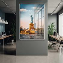 Quadro Decorativo com Moldura e Acrilico Cristal Vidro Estátua da Liberdade Nova York Sala Quarto Hall
