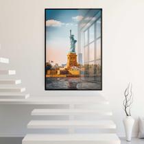 Quadro Decorativo com Moldura e Acrilico Cristal Vidro Estátua da Liberdade Nova York Sala Quarto Hall