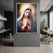 Quadro Decorativo com Moldura e Acrilico Cristal Vidro Nossa Senhora Aparecida Religioso Sala Quarto Hall