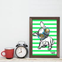 Quadro Decorativo com Moldura Marrom Cachorro Puggy 22x32cm