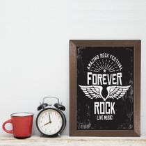 Quadro Decorativo com Moldura Marrom Rock Forever 33x43cm